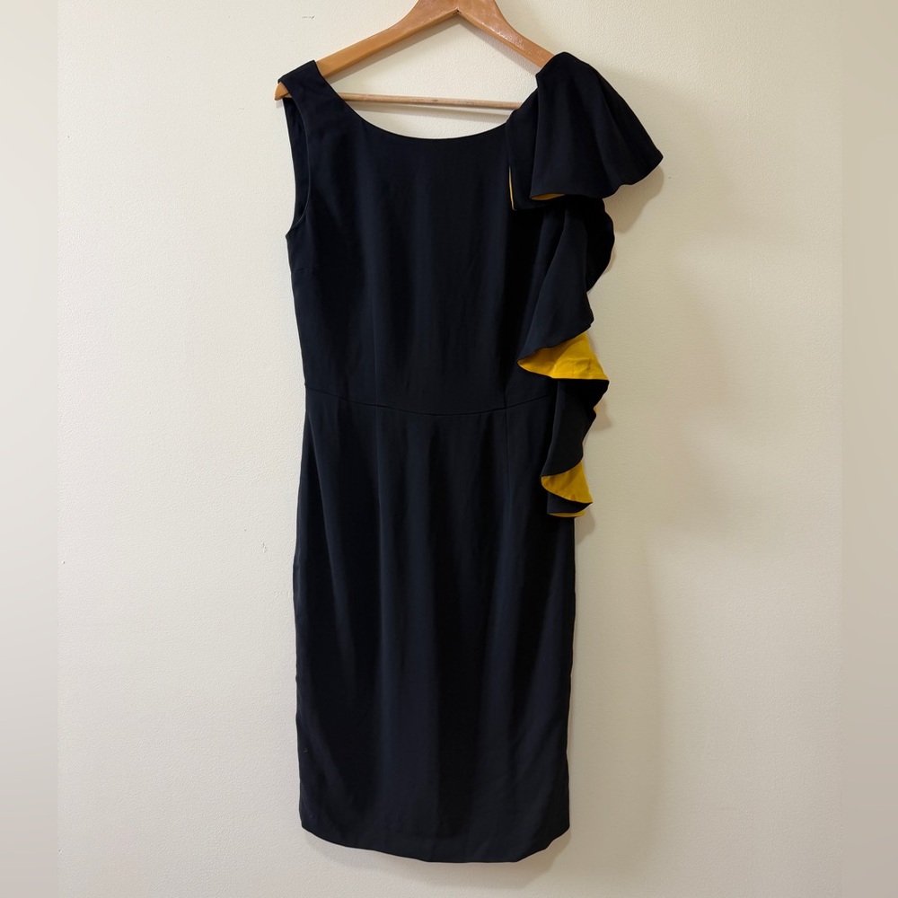 D. Exterior Italy Black One-Shoulder Ruffle Cocktail Dress - IT 42 / US 6